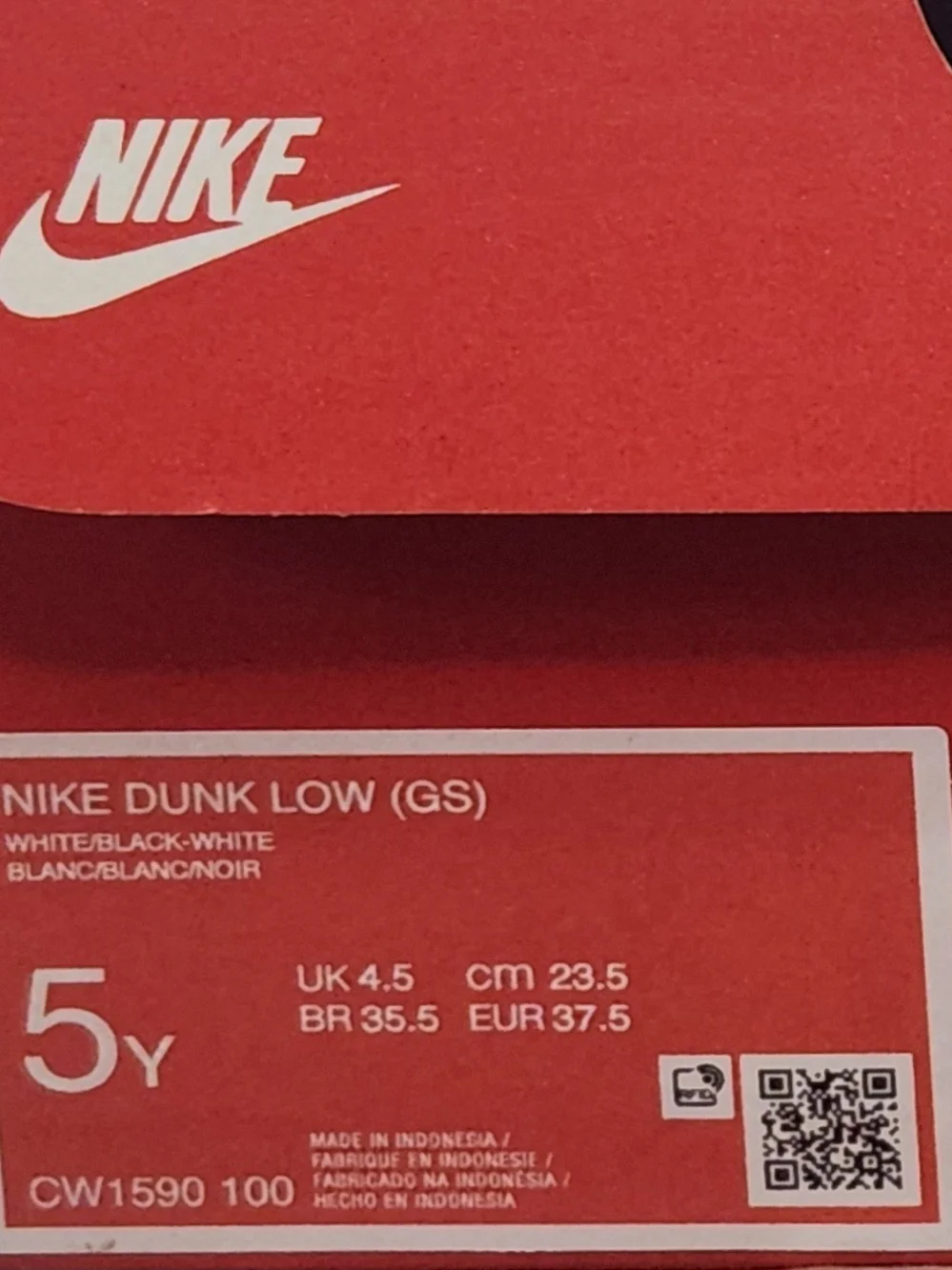 NEW Nike Dunk Low Panda GS Black/White CW1590-100 | Big Kids Size 5 (Womens 6.5)